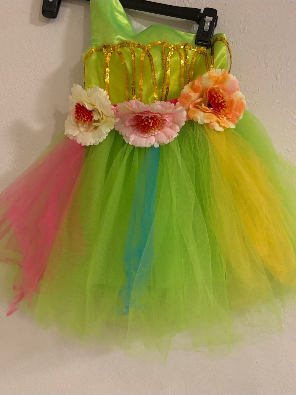 Green Floral tutu Tulle  Fairy Costume for Kids party dress